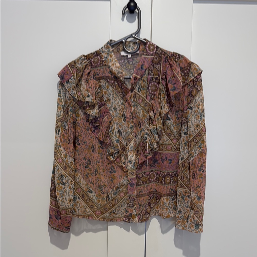 Floral Paisley Ruffle Blouse